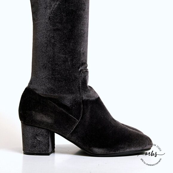 Steve Madden Isaac Velvet Over the Knee Boots Black Women Size 7 - Picture 2 of 12